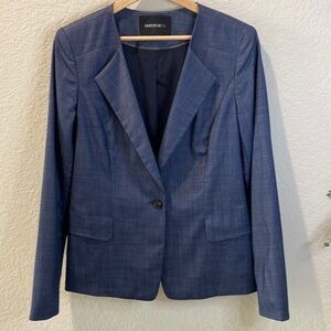 LAFAYETTE 148 NY Blue Virgin Wool Blend One Button Blazer - Size 8